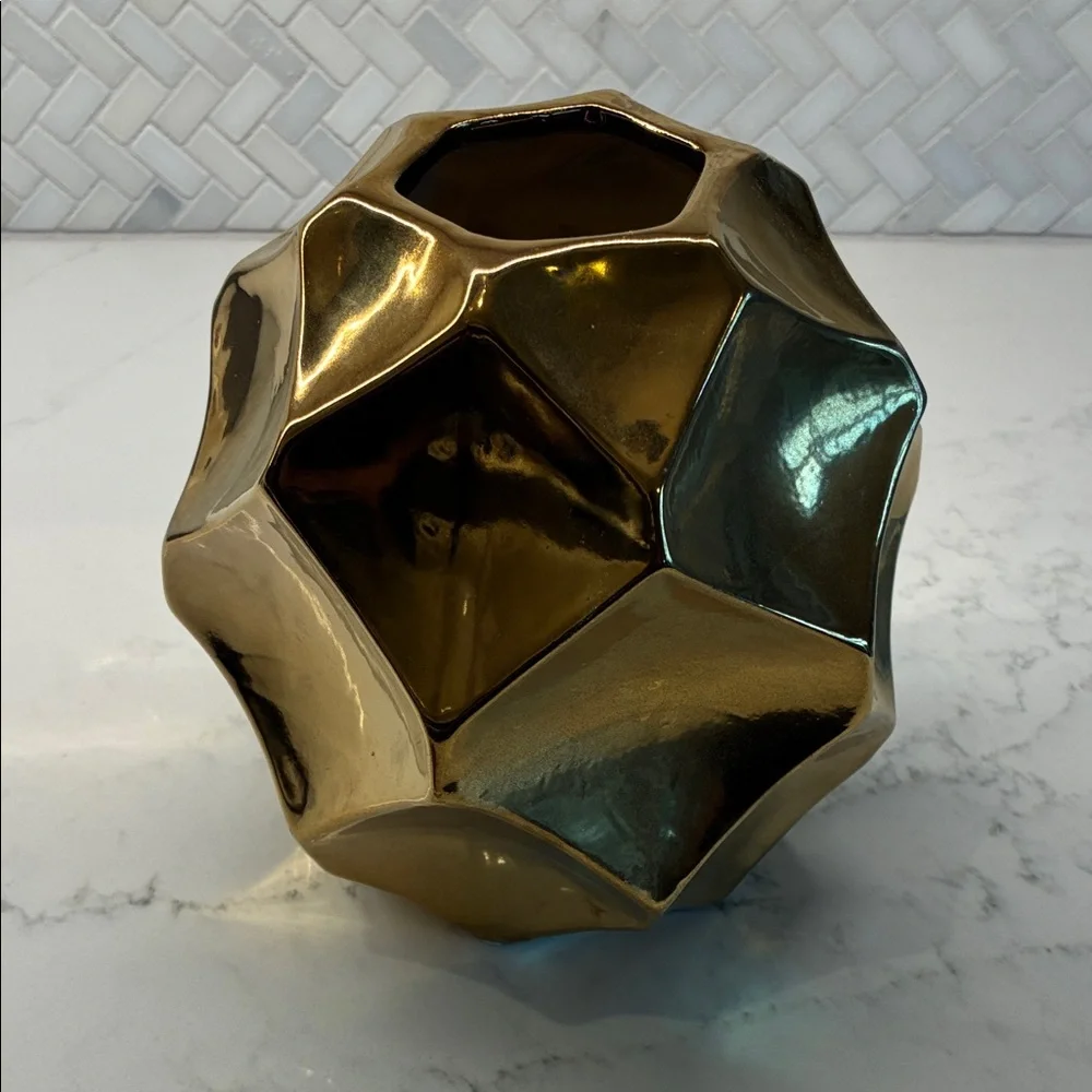 Z Gallerie Metallic Gold Geometric Vase
